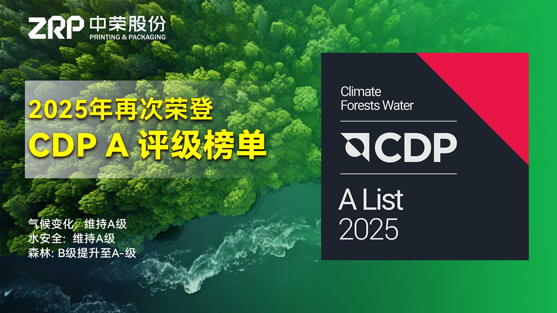 蝉联庆幸！摩登4官网股份陆续两年荣获CDP“A级”环保评级，，，启航2026高质量可持续发展新征程